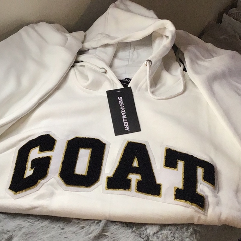 White GOAT Hoodie by SVEAGALLERY